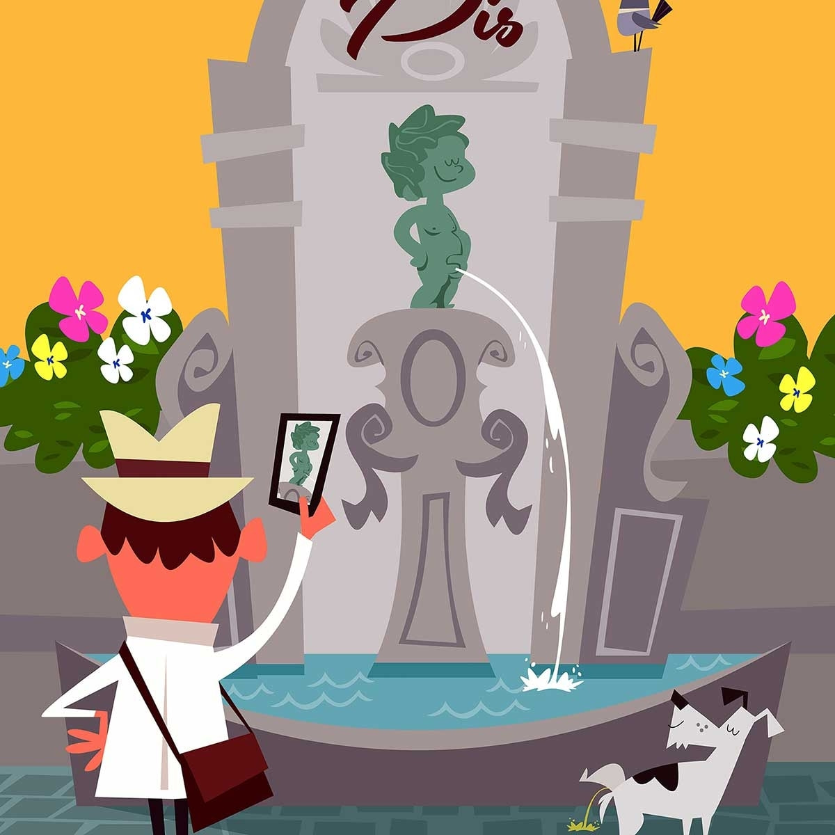 Tableau retro manneken pis à bruxelles Toile imprimée