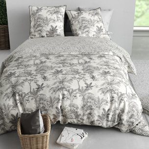 Parure housse de couette imprimé 100% coton - fauve - noir