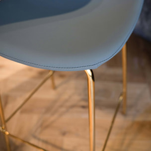 Lot de 2 chaises pour îlot central 65 cm en cuir synthétique vert - Henrik