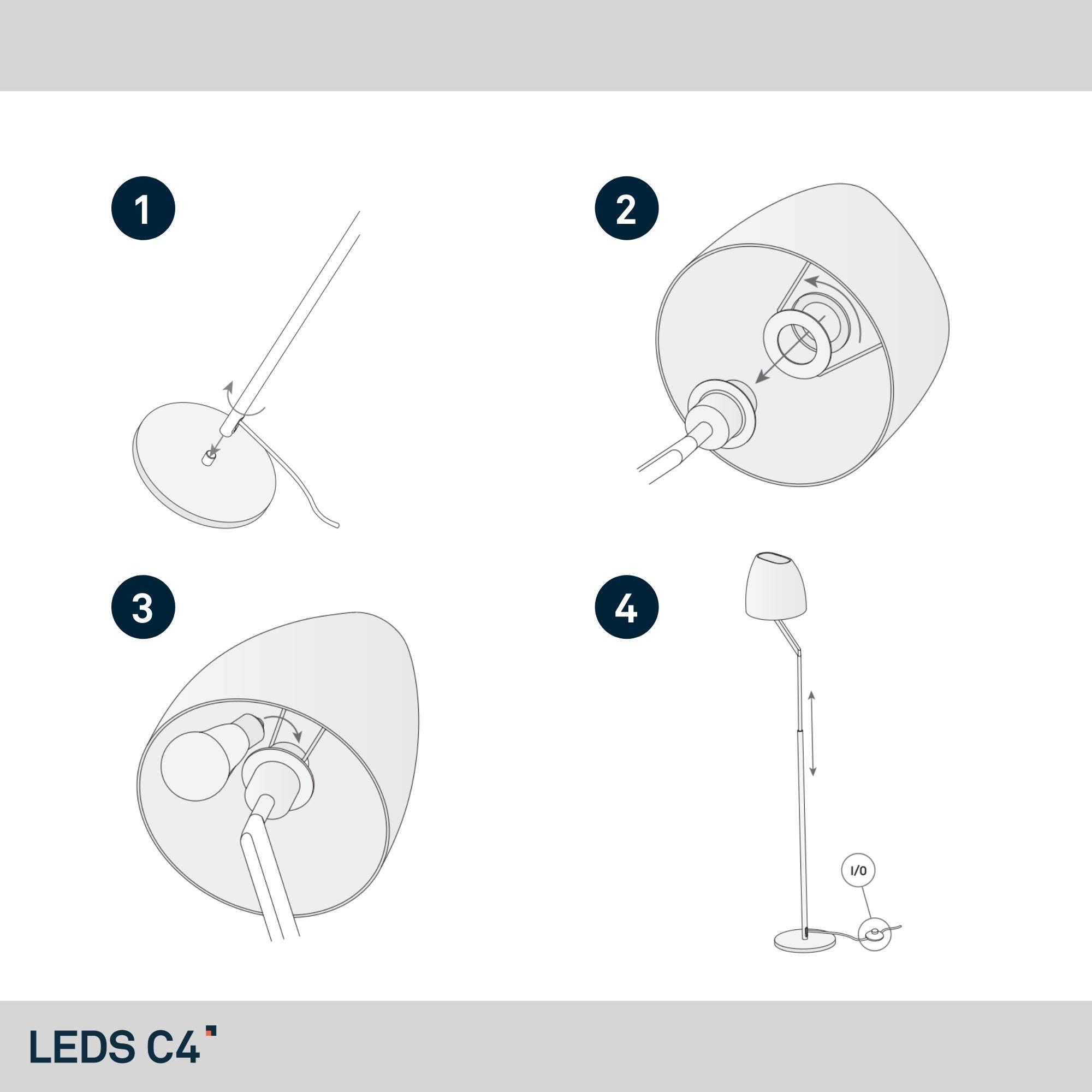 Ledsc4 LedsC4 - Lámpara de Pie Flavia para Interiores, Acabado Cromo Opal, Compatible con Bombillas Personalizables, Diseño Moderno y Duradero en Aluminio y Acero