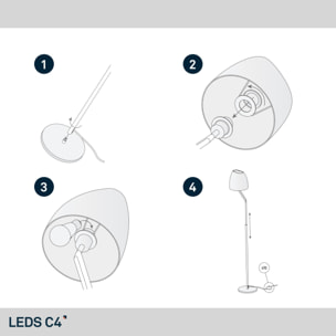 Ledsc4 LedsC4 - Lámpara de Pie Flavia para Interiores, Acabado Cromo Opal, Compatible con Bombillas Personalizables, Diseño Moderno y Duradero en Aluminio y Acero