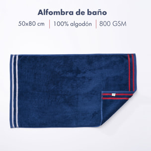 Set de 2 alfombras de baño 50x80cm 100% algodón 800gsm rizo teñido color crudo+azul marino el ganso