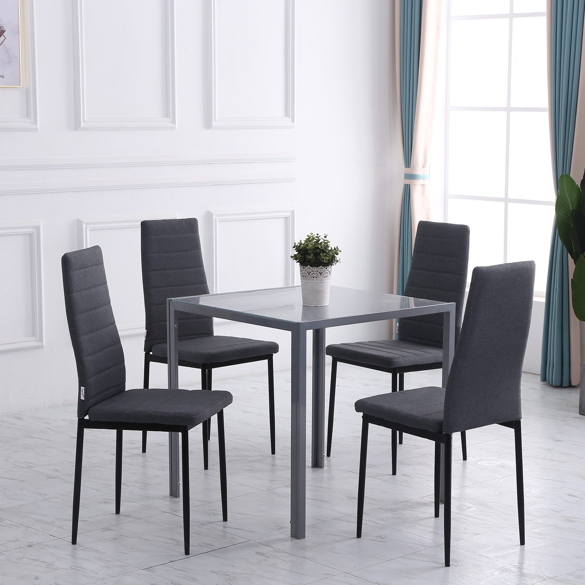 Lot de 4 chaises de salle à manger design tissu gris