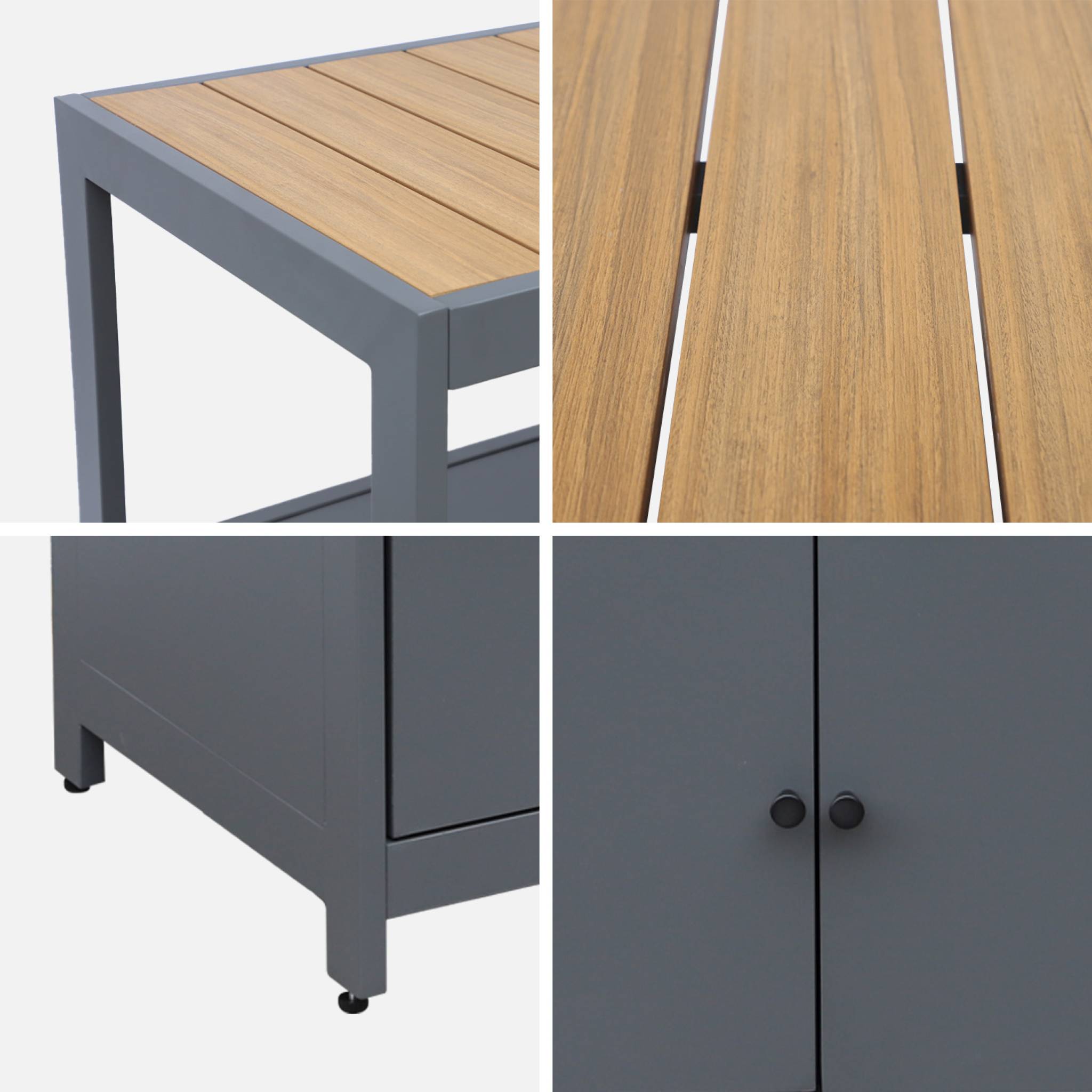Cuisine extérieure aluminium et polywood 2 portes ALBI. anthracite. L 70 x P 50 x H 91 cm