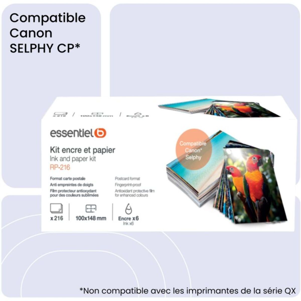 Kit papier + encre ESSENTIELB compatible Canon Selphy KP-216 tirages