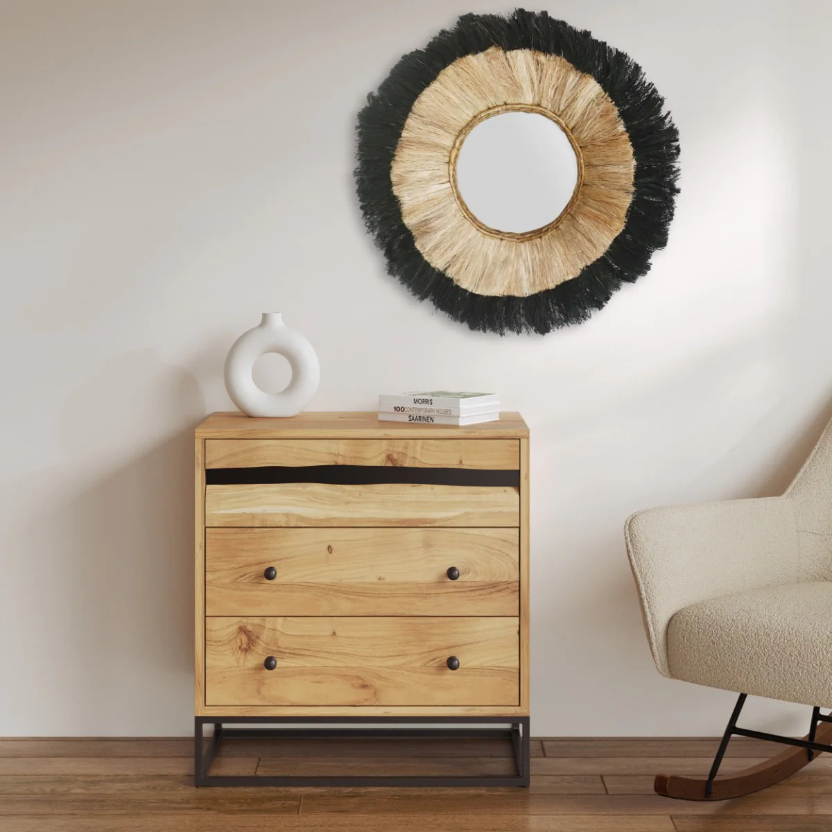 Miroir rond D70 cm en matière naturelle - Vahé