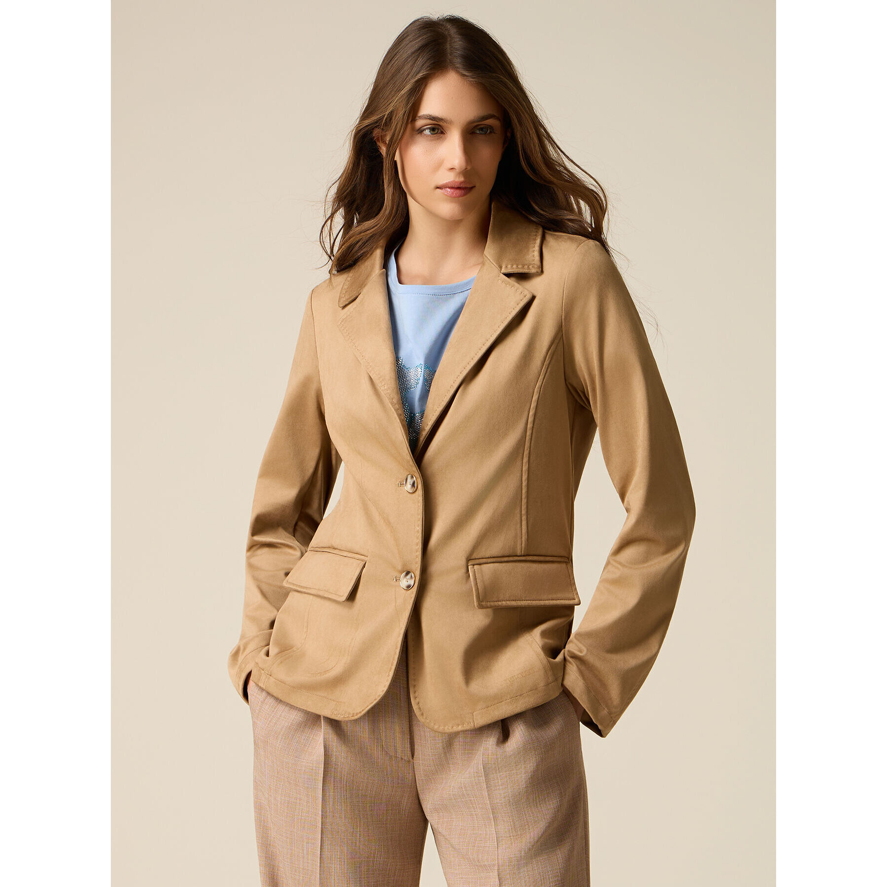 Oltre - Chaqueta efecto nobuck - Beige