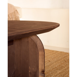 Table basse ovale en bois massif ton noyer en différentes tailles