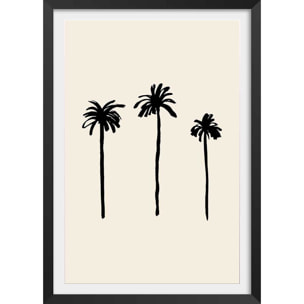 Affiche deco three black palm tree Affiche sous cadre noir