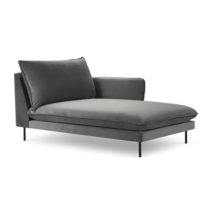 Méridienne droite "Vienna" en velours gris
