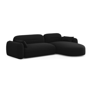 Canapé d'angle droit modulable "Sydney" 4 places en velours noir