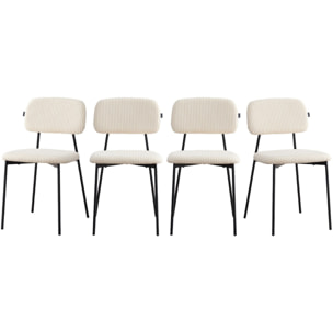 Lot de 4 chaises en velours côtelé - LORIE