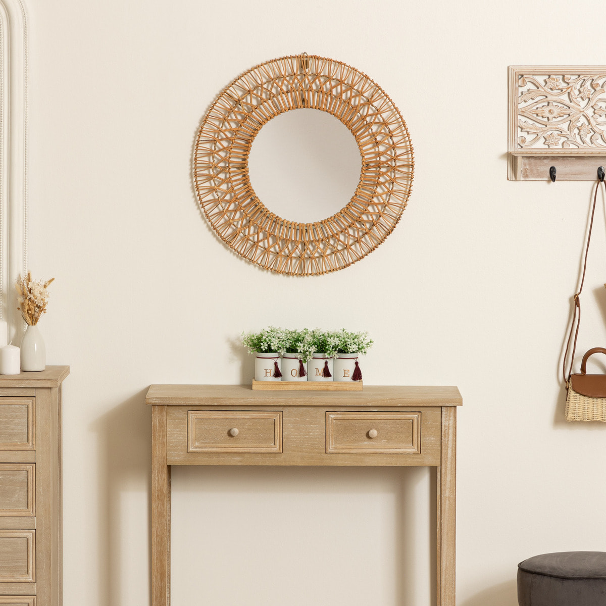Miroir "Milou" - rotin - D58 cm
