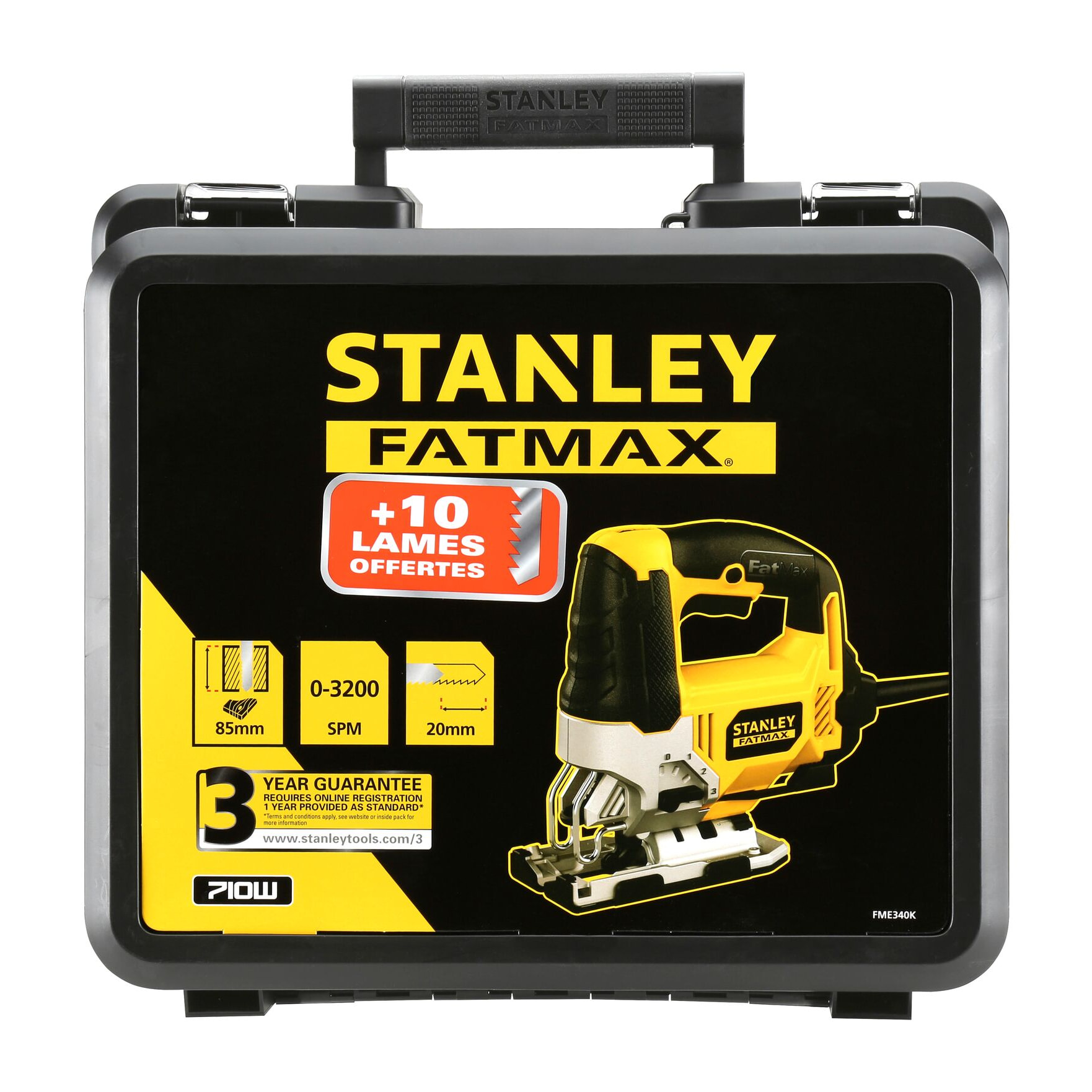 Scie Sauteuse Filaire STANLEY FATMAX FME340K-QS 710W Poignée Caoutchoutée et Faisceau LED avec Coffret de Transport