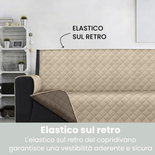 INTRECCI Copridivano 4 Posti, Copridivano con Braccioli, Antimacchina, Elasticizzato, Telo Copridivano, Double Face, Impermeabile, Protegge da Macchie e Sporco, Facile da Lavare.