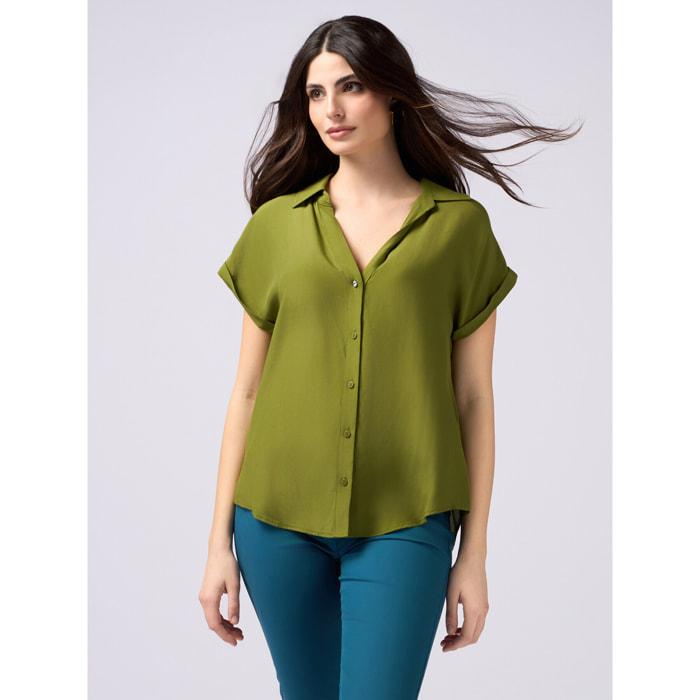 Oltre - Camisa de viscosa - Verde