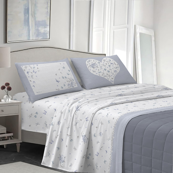 completo letto eden grigio in cotone 100% cotone