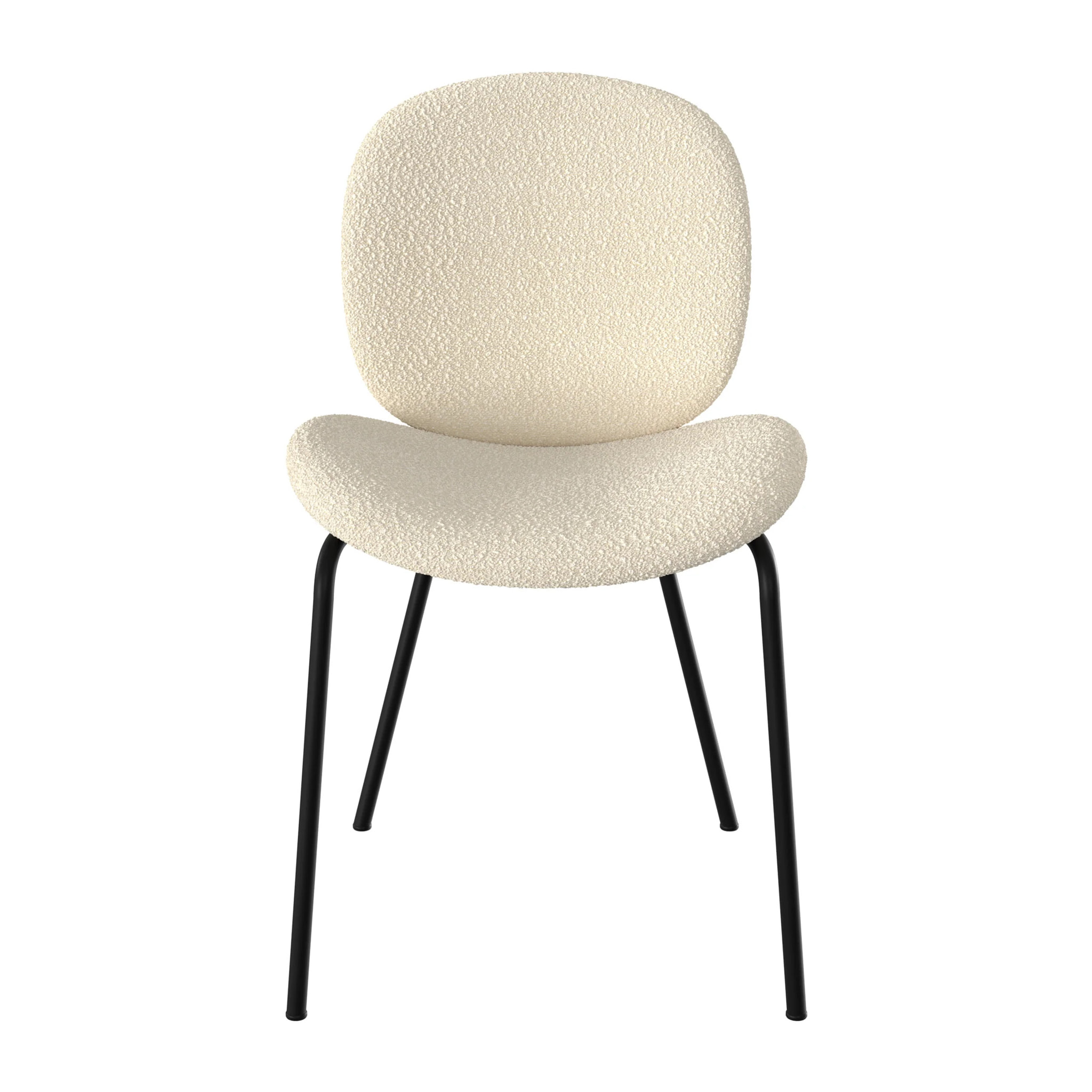 Lot de 2 chaises en tissu bouclé beige et pieds en métal noir - Iris