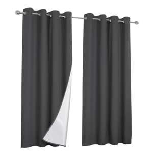 Rideaux thermiques gris 135x240 cm - Lot de 2