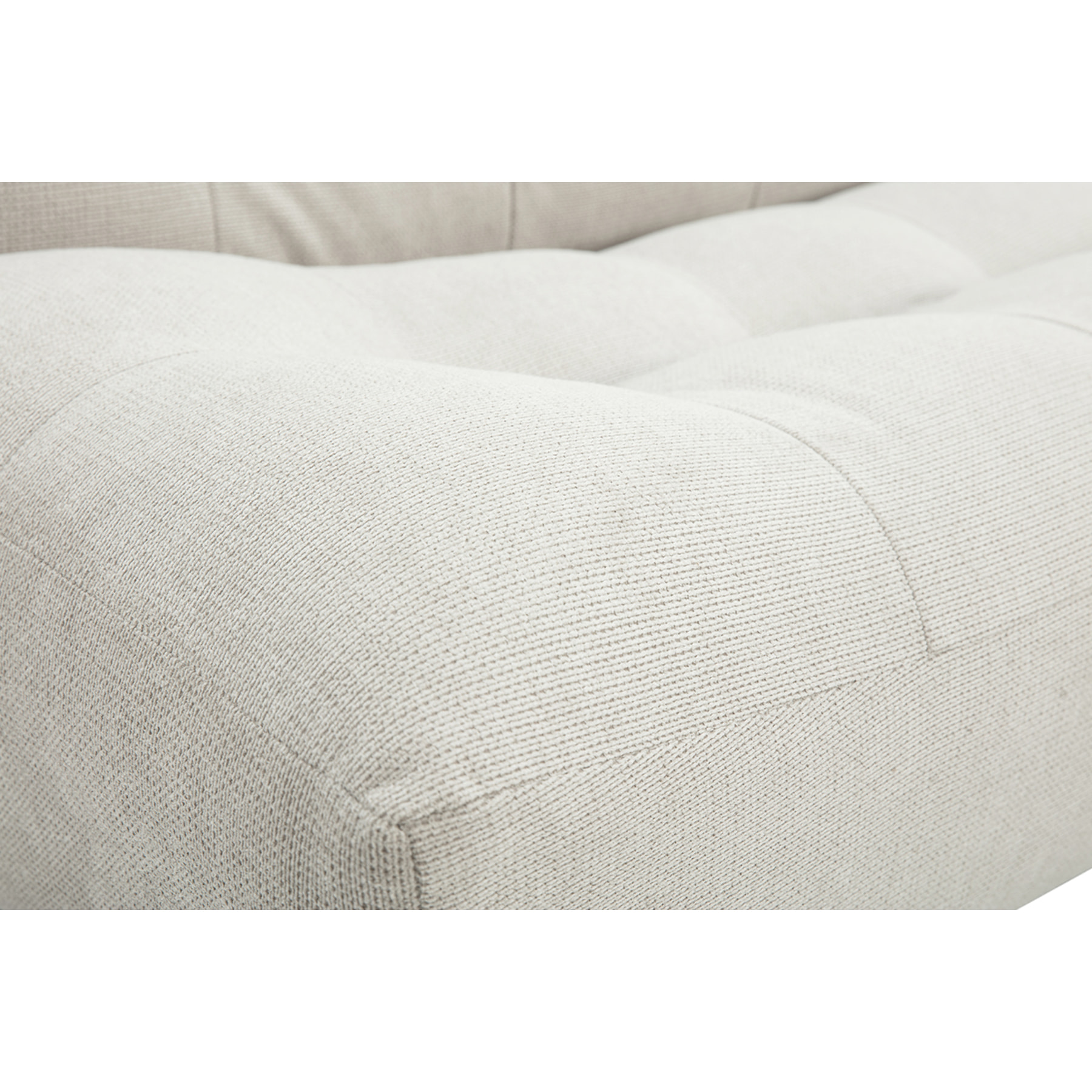 Canapé convertible scandinave 3 places en tissu beige et bois clair YUMI