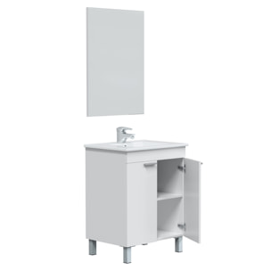 Mueble baño lupe 2p 60cm color blanco brillo con espejo, sin lavabo