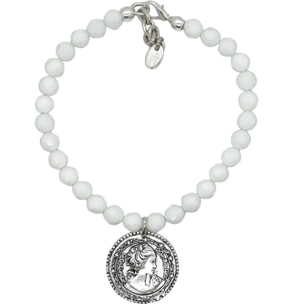 Collar cristal blanco y moneda GD en plata