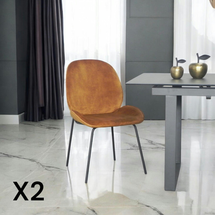 Lot de 2 chaises modernes velours doré FLORENCE