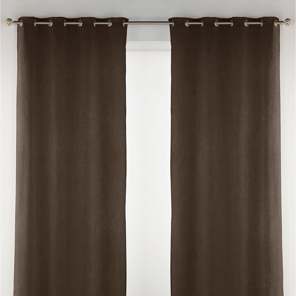 Rideau à oeillets oeillets en velours chocolat 140x270 cm à l'unité