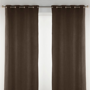 Rideau à oeillets oeillets en velours chocolat 140x270 cm à l'unité