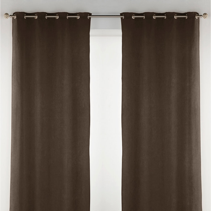 Rideau à oeillets oeillets en velours chocolat 140x270 cm à l'unité