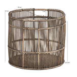 Corbeille ronde en bois de bambou naturel grisé - SACHA 1163