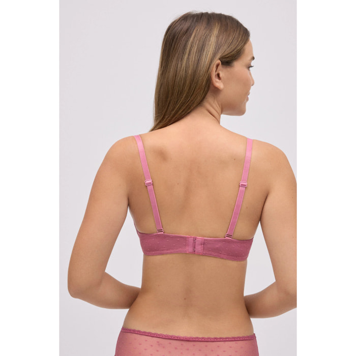 Reggiseno imbottito con ferretto in plumetis rosa, coppe B e C