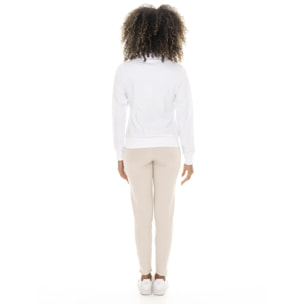 Tuta da donna in cotone non garzato con colletto e zip Leone Chic Gold