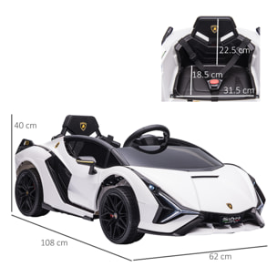 HOMCOM Macchina Elettrica per Bambini 3-5 Anni Lamborghini 12V con Telecomando e Velocità 3-5km/h, Bianco