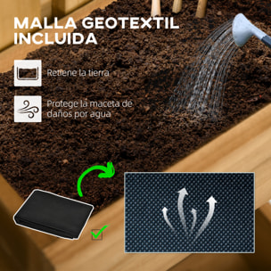 Jardinera de Pared con Enrejado Jardinera Vertical de Madera con 3 Macetas Móviles y Orificio de Drenaje para Jardín Terraza Patio 60x16x80 cm Natural