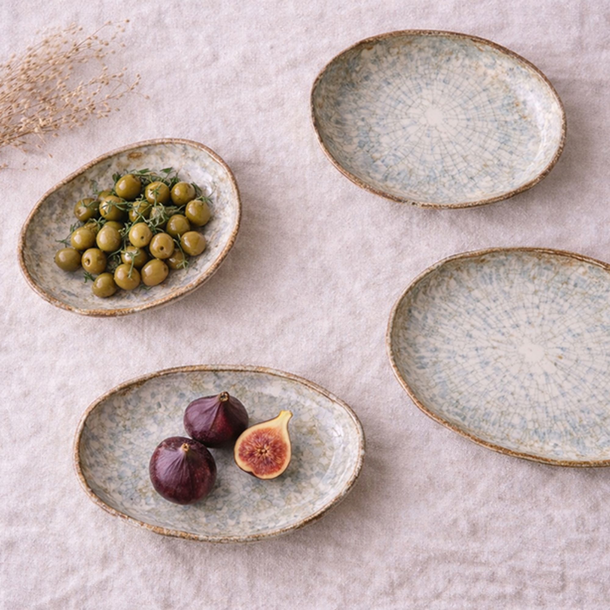 Lot de 6 bols 60cl en faience bleu et blanc MINERAL