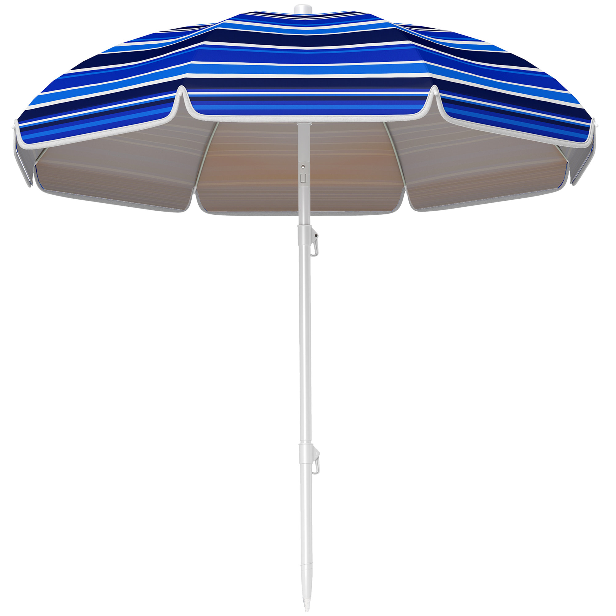 Sombrilla de Playa Grande Ø180 cm Sombrilla de Terraza Exterior Plegable con Ángulo Ajustable Protección UV50+ Impermeable Mástil de Ø32 mm Multicolor