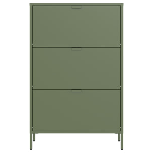 Meuble à chaussures 3 portes en métal vert kaki MARION