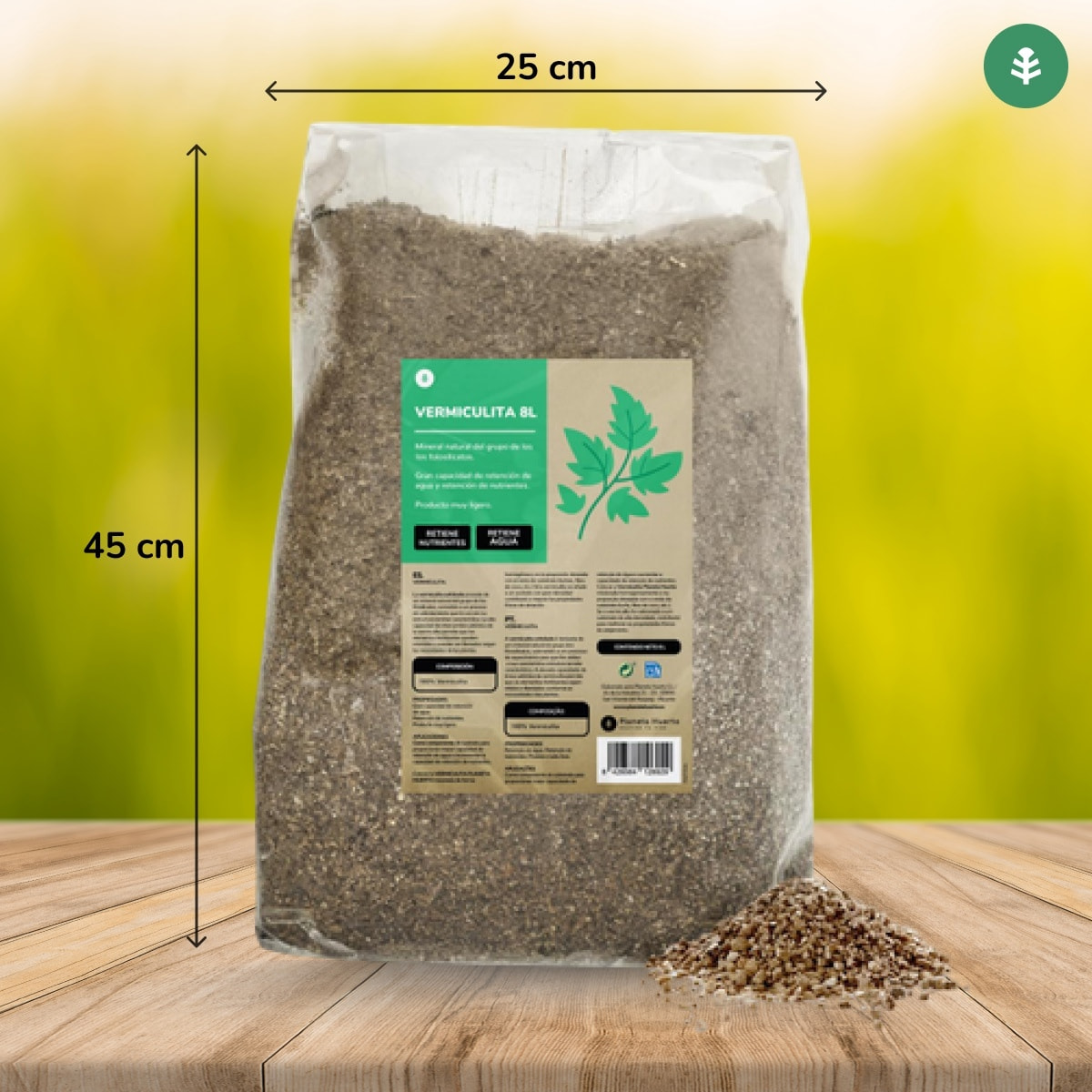 PLANETA HUERTO | Vermiculita 8 Litros – Sustrato Ecológico para Jardinería con Alta Retención de Agua y Nutrientes