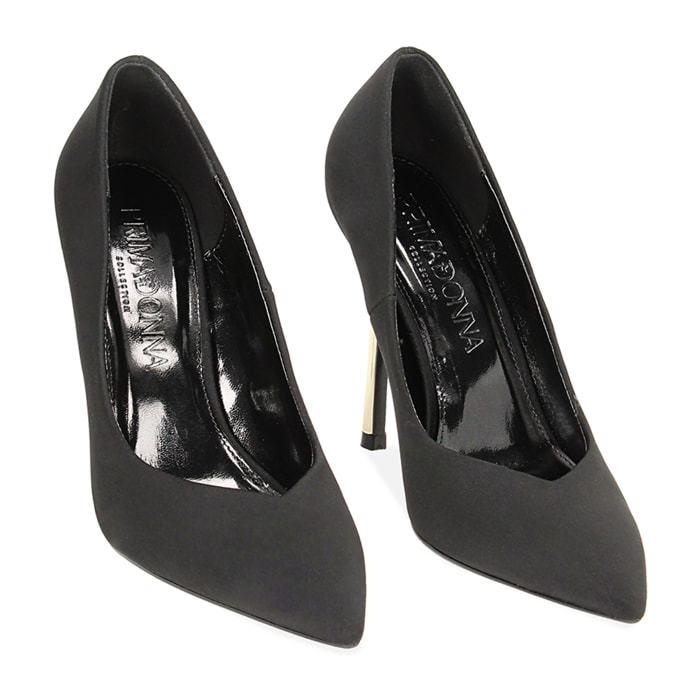 Décolleté slingback nere in tessuto, tacco 10,5 cm