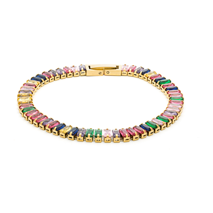 Pulsera de Circonita Multicolor acabada en oro amarillo de 18k