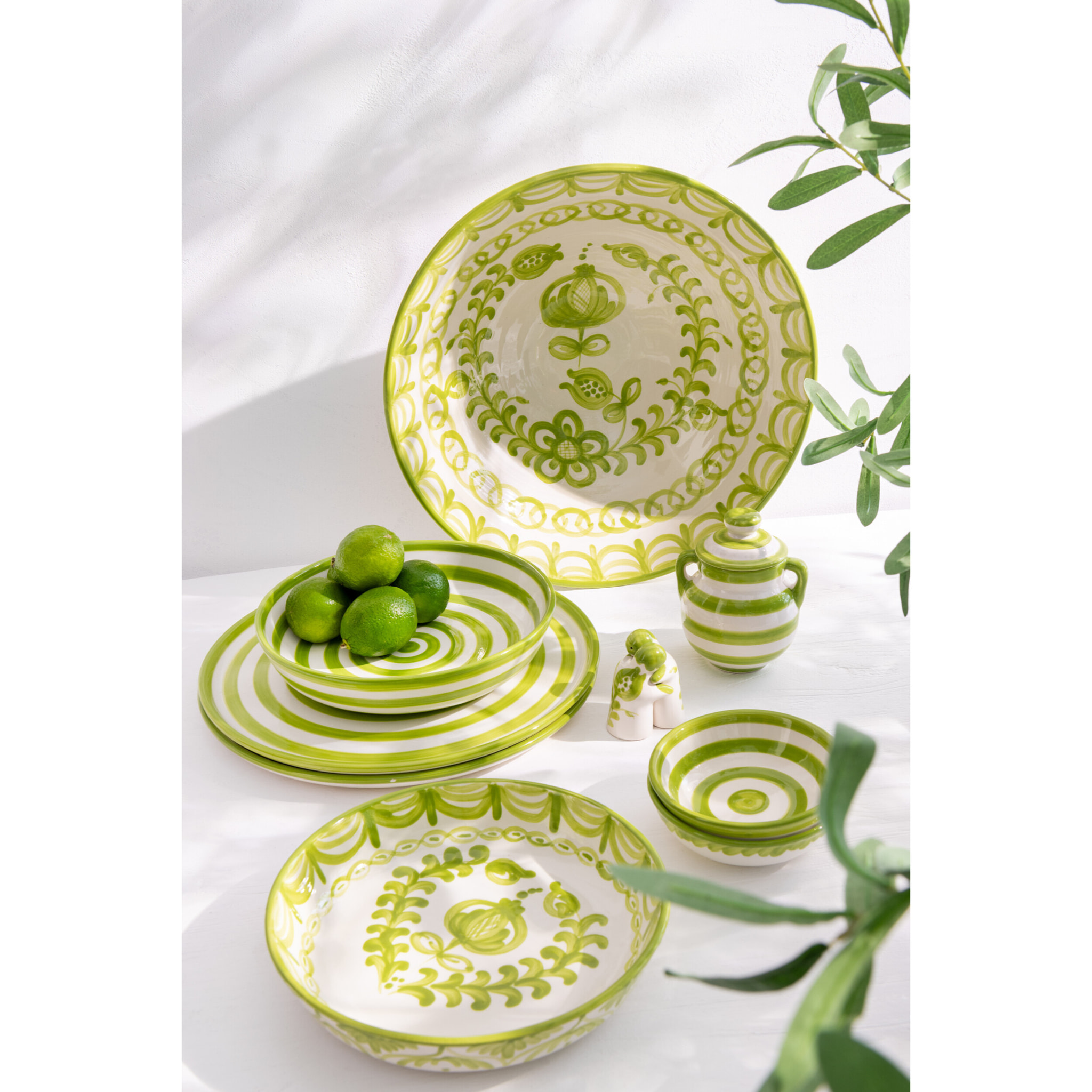 J-Line salière + poivrière Granada - céramique - blanc/vert