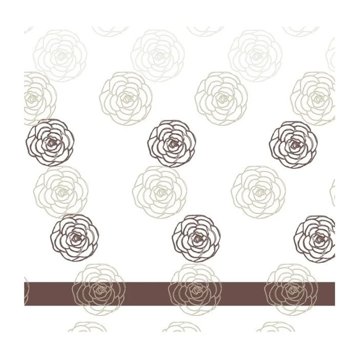 Rideau de douche Polyester KAYA 180x200cm QUALITE PREMIUM Blanc & Marron - Anneaux inclus MSV