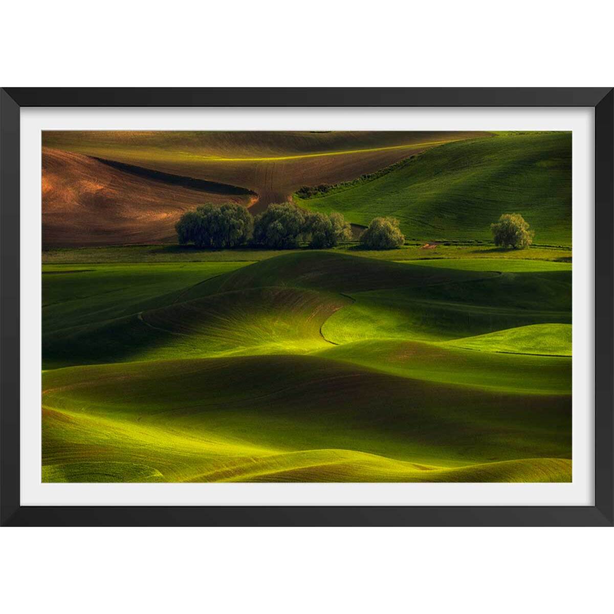 Affiche Colline USA Affiche + cadre en bois - Noir