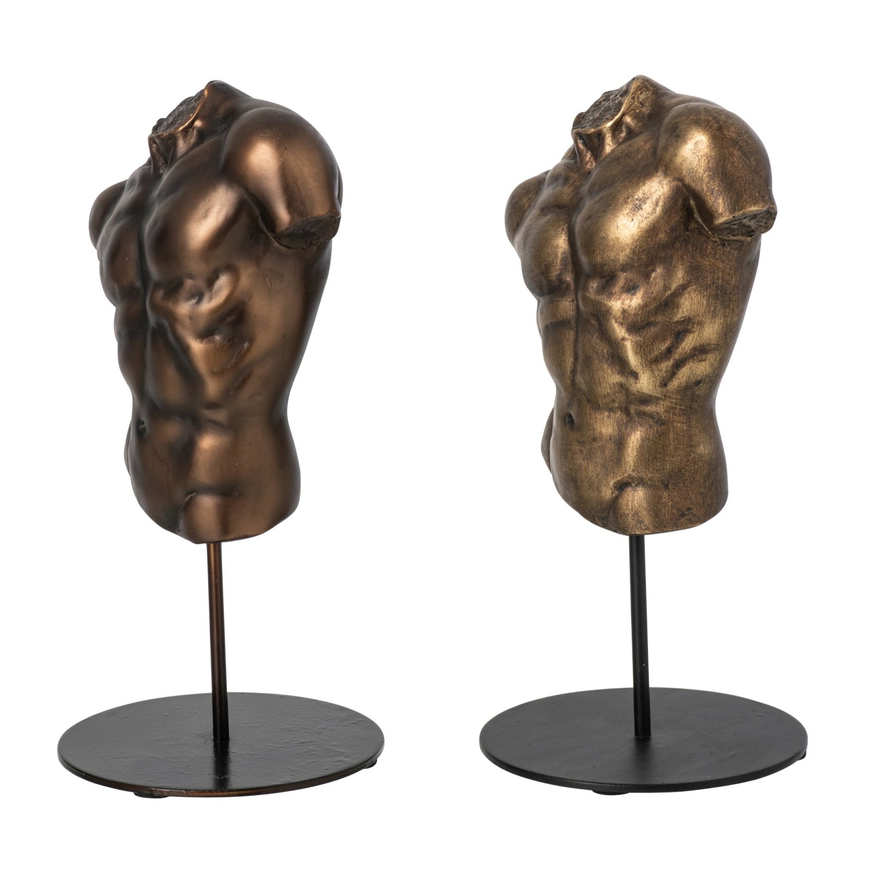 J-Line Buste homme - polyrésine - bronze/doré - assortiment de 2
