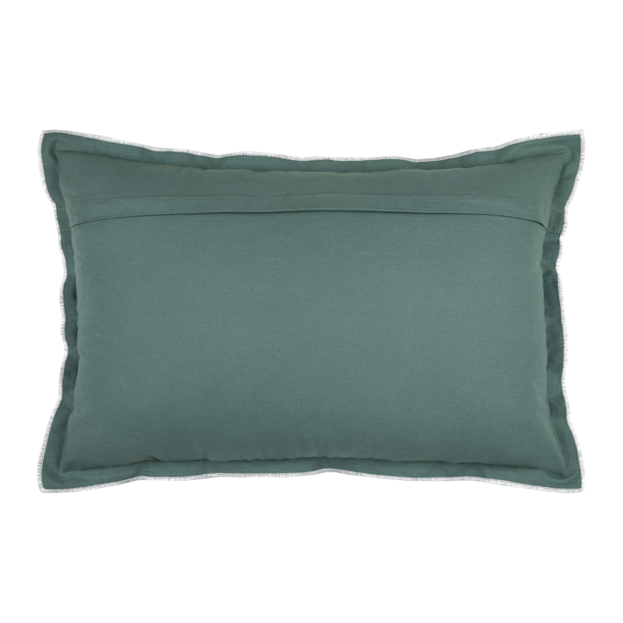 Coussin coton volant plat feston noir - Vert