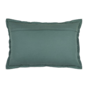 Coussin coton volant plat feston noir - Vert