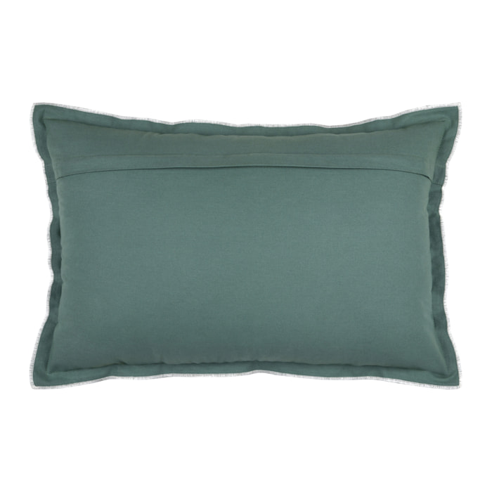Coussin coton volant plat feston noir - Vert