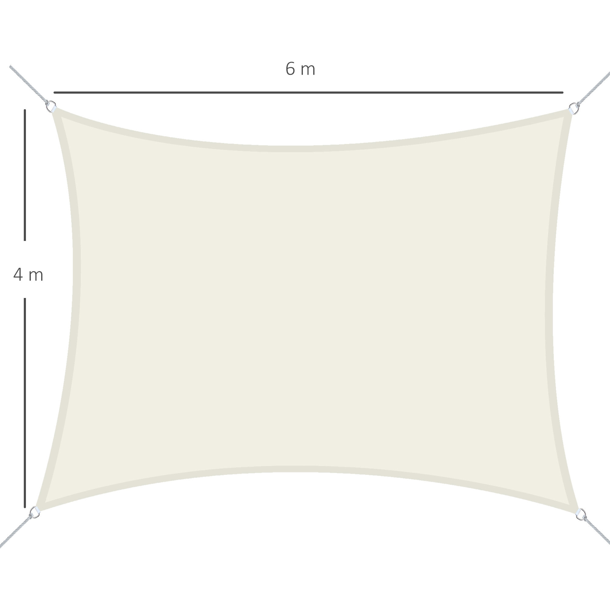 Voile d'ombrage rectangulaire 6L x 4l m polyester imperméabilisé haute densité 160 g/m² crème