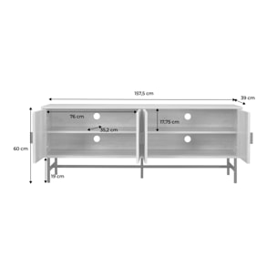 Meuble TV. Bazalt. quatre portes. deux étagères. L 157.5 x l 39 x H 60cm
